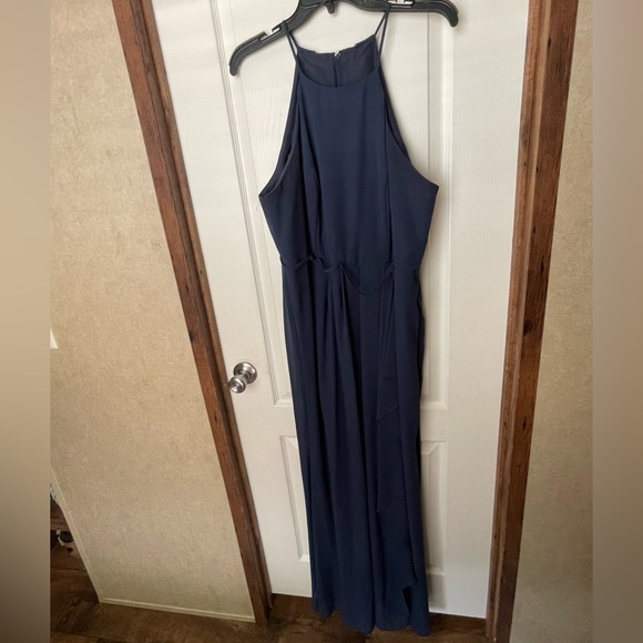 David’s Bridal high-neck chiffon bridesmaid dress with cascade - Picture 2 of 5